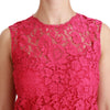 Dolce & Gabbana Pink Floral Lace Shift Gown Mini Dress