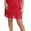 Dolce & Gabbana Pink Floral Lace Shift Gown Mini Dress