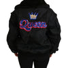 Dolce & Gabbana Black Queen Crown Sequined Bomber Jacket