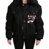Dolce & Gabbana Black Queen Crown Sequined Bomber Jacket
