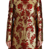 Dolce &amp; Gabbana Rotgoldene Brokat-Cape-Jacke mit Blumenmuster