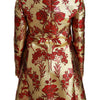 Dolce &amp; Gabbana Rotgoldene Brokat-Cape-Jacke mit Blumenmuster