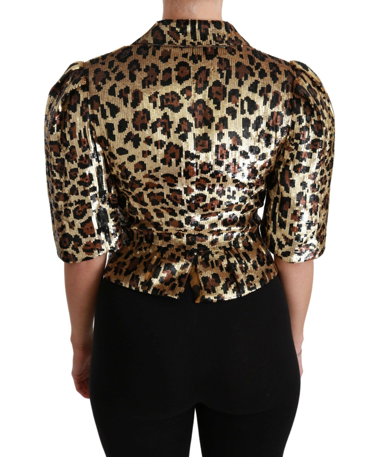 Dolce &amp; Gabbana Blazer Gold Leopard Paillettenjacke