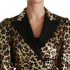 Dolce &amp; Gabbana Blazer Gold Leopard Paillettenjacke