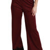 Dolce & Gabbana Black Lace High Waist Wide Leg Maroon  Pants