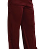 Dolce & Gabbana Black Lace High Waist Wide Leg Maroon  Pants