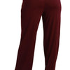 Dolce & Gabbana Black Lace High Waist Wide Leg Maroon  Pants