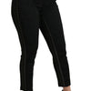 Pantalon skinny taille haute en brocart noir élégant Dolce &amp; Gabbana