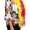 Dolce & Gabbana White Floral Coat Capte Fur Roses Jacket