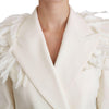 Dolce & Gabbana White Double Breasted Coat Wool Jacket