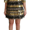 Dolce & Gabbana Polyester Black Gold Leopard Shift Mini Dress