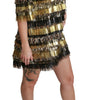 Dolce & Gabbana Polyester Black Gold Leopard Shift Mini Dress