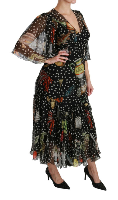 Robe longue trapèze plissée en soie élégante Dolce &amp; Gabbana