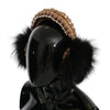 Dolce & Gabbana Gold Black Crystal Fur Headset Audio Headphones
