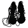 Dolce & Gabbana Black Suede Strap Stilettos Shoes Sandals