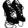 Dolce & Gabbana Black Suede Strap Stilettos Shoes Sandals