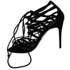Dolce & Gabbana Black Suede Strap Stilettos Shoes Sandals
