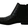Dolce & Gabbana Black Crocodile Leather Derby Boots Shoes