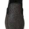 Dolce &amp; Gabbana Grau Leder Flache Caiman Herren Loafer Schuhe
