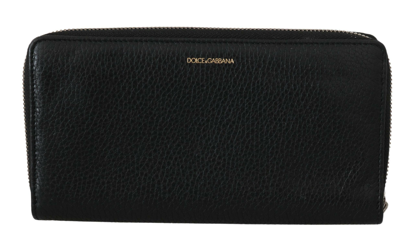 Dolce & Gabbana Black Mens Zipper Continental Purse 100% Leather Wallet