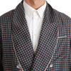 Dolce & Gabbana Navy Blue Patterned Double Breasted Coat Jacket