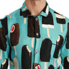 Dolce &amp; Gabbana Blaues Seiden-Freizeithemd mit Eiscreme-Print