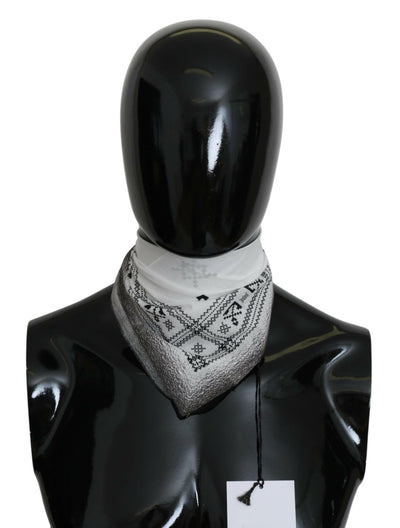 Costume National White Printed Bandana Cotton Scarf