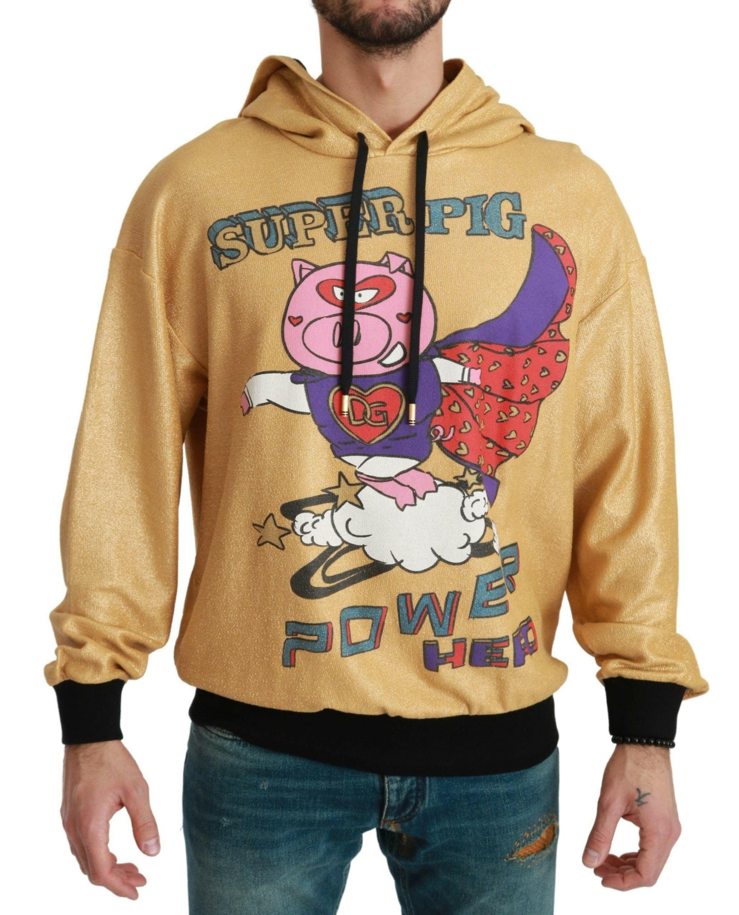 Dolce &amp; Gabbana Goldener Kapuzenpullover „Schwein des Jahres“