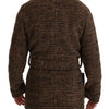 Dolce & Gabbana Brown Checkered Wool Robe Coat  Wrap Jacket