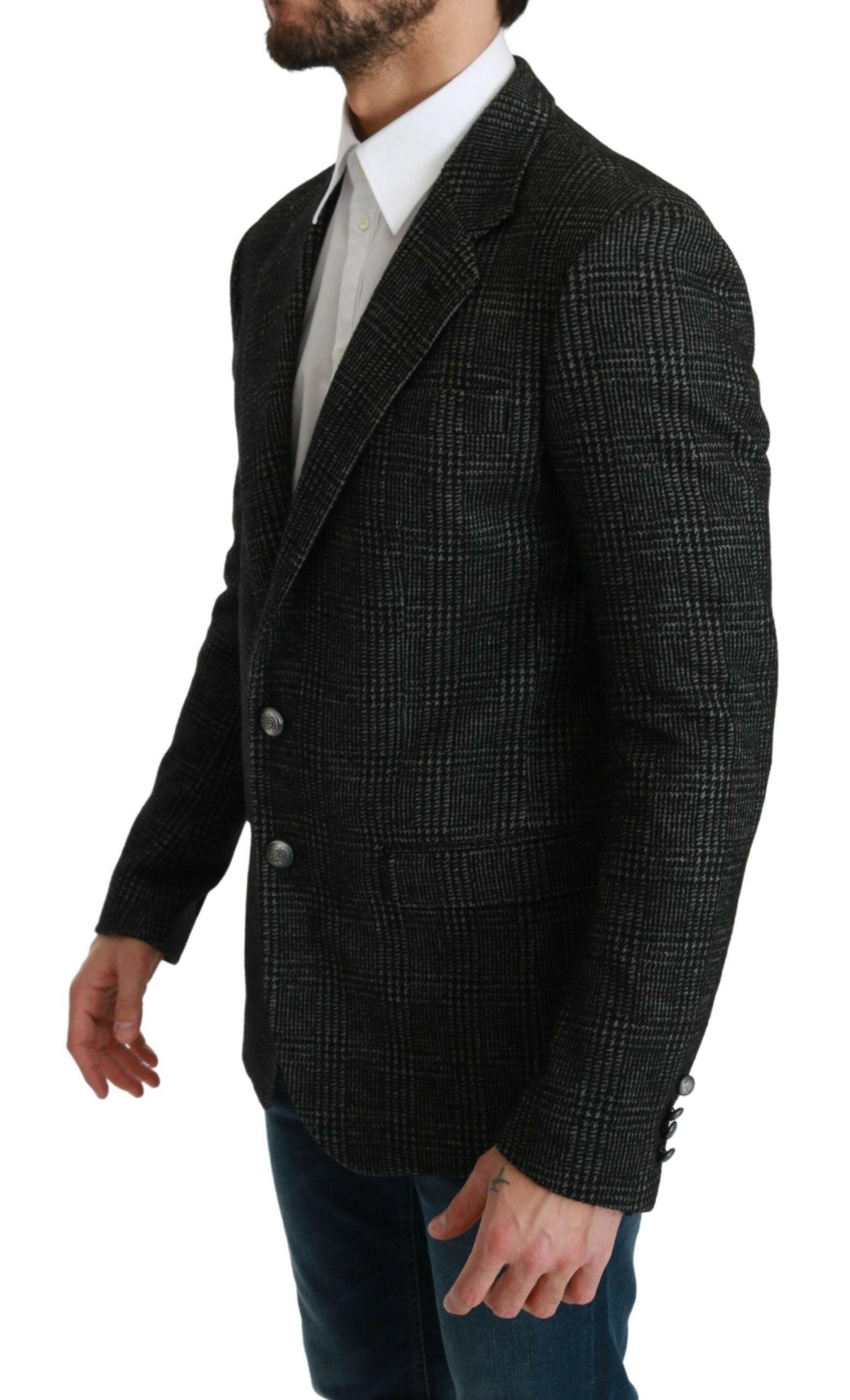Dolce &amp; Gabbana – Grau karierter Slim Fit-Jackenblazer