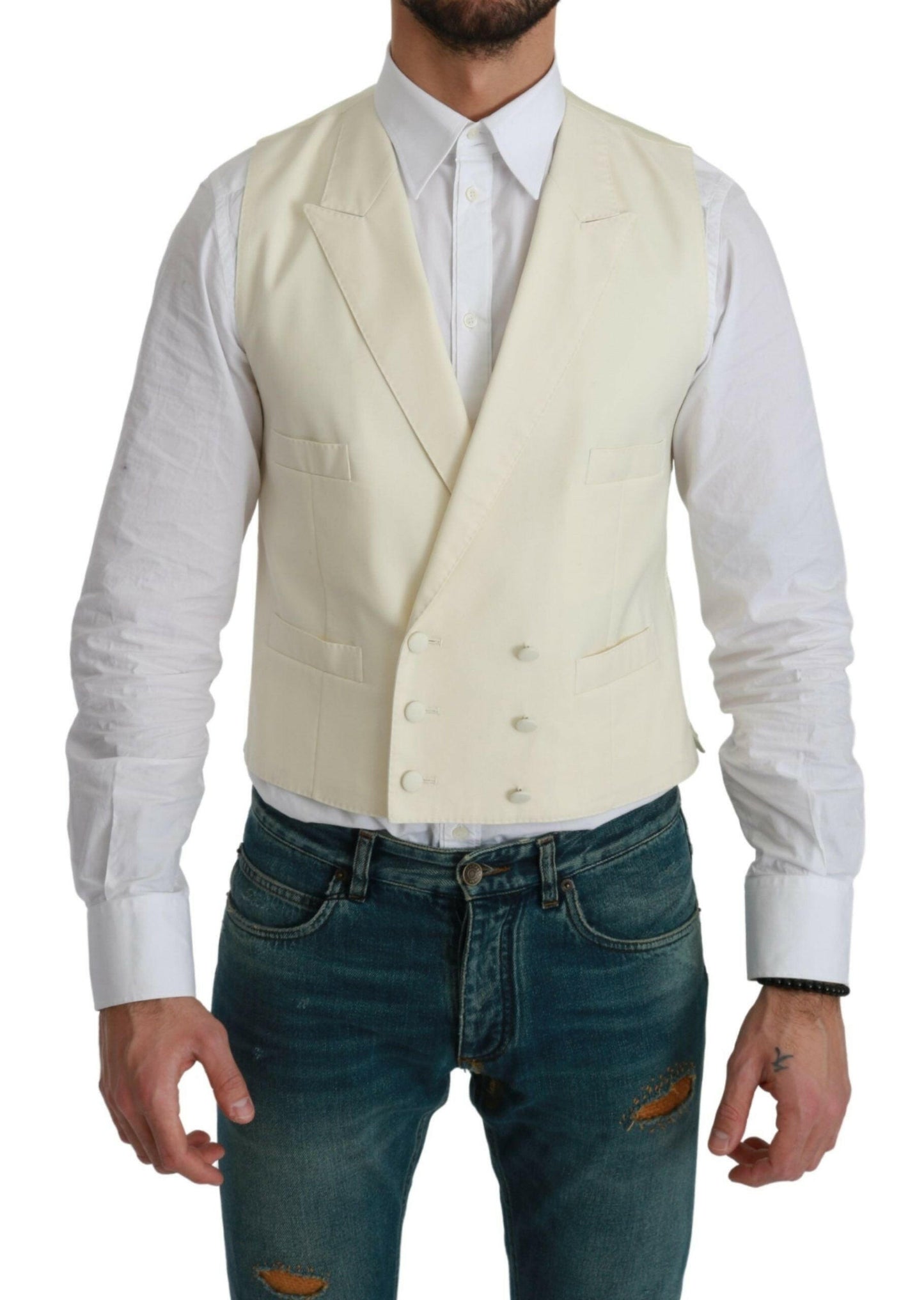 Dolce &amp; Gabbana Élégant gilet en laine crème