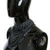 Costume National Black Gray Viscose Foulard Branded Scarf