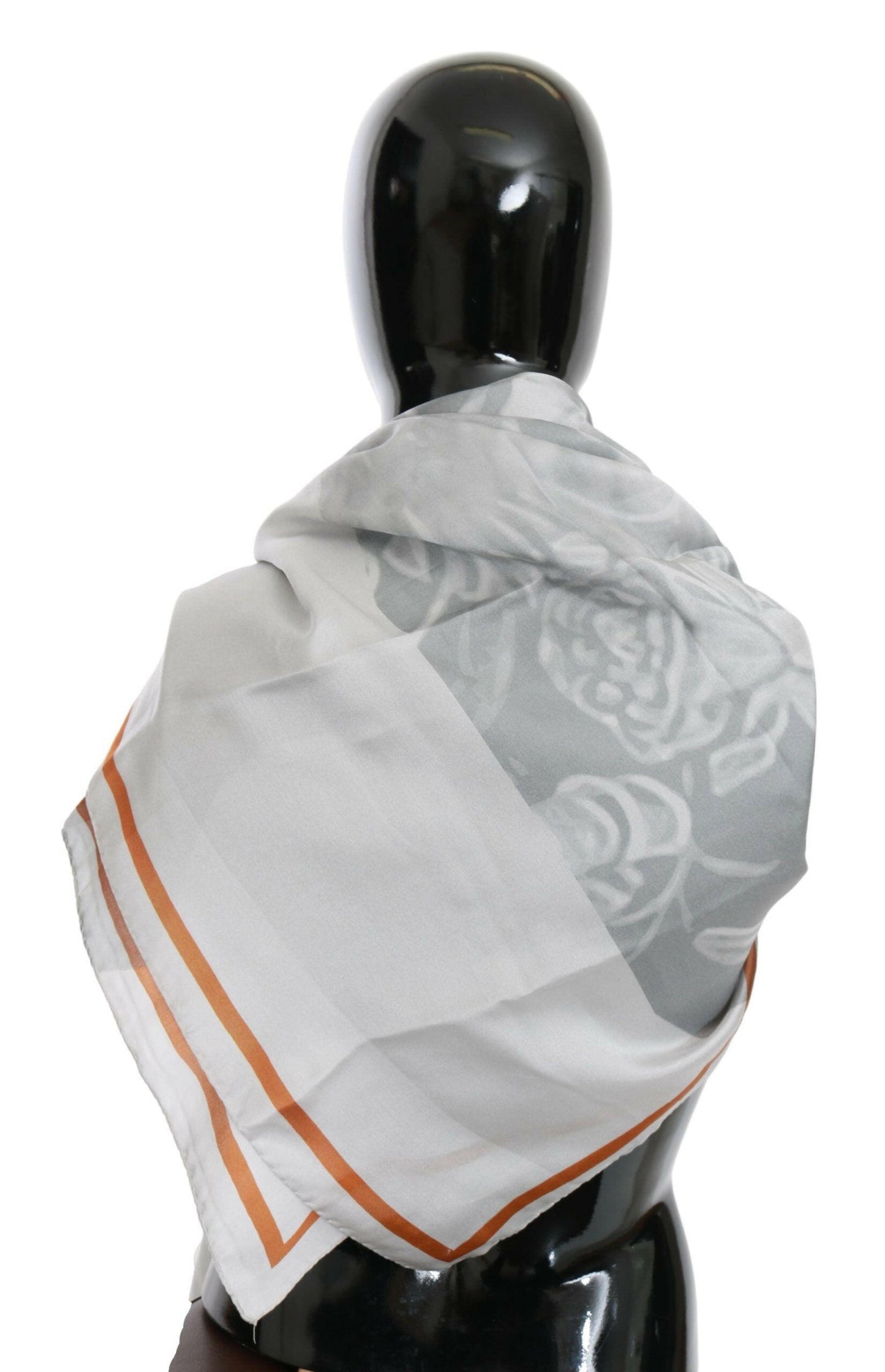 Costume National Gray Red Silk Shawl Foulard Wrap Scarf