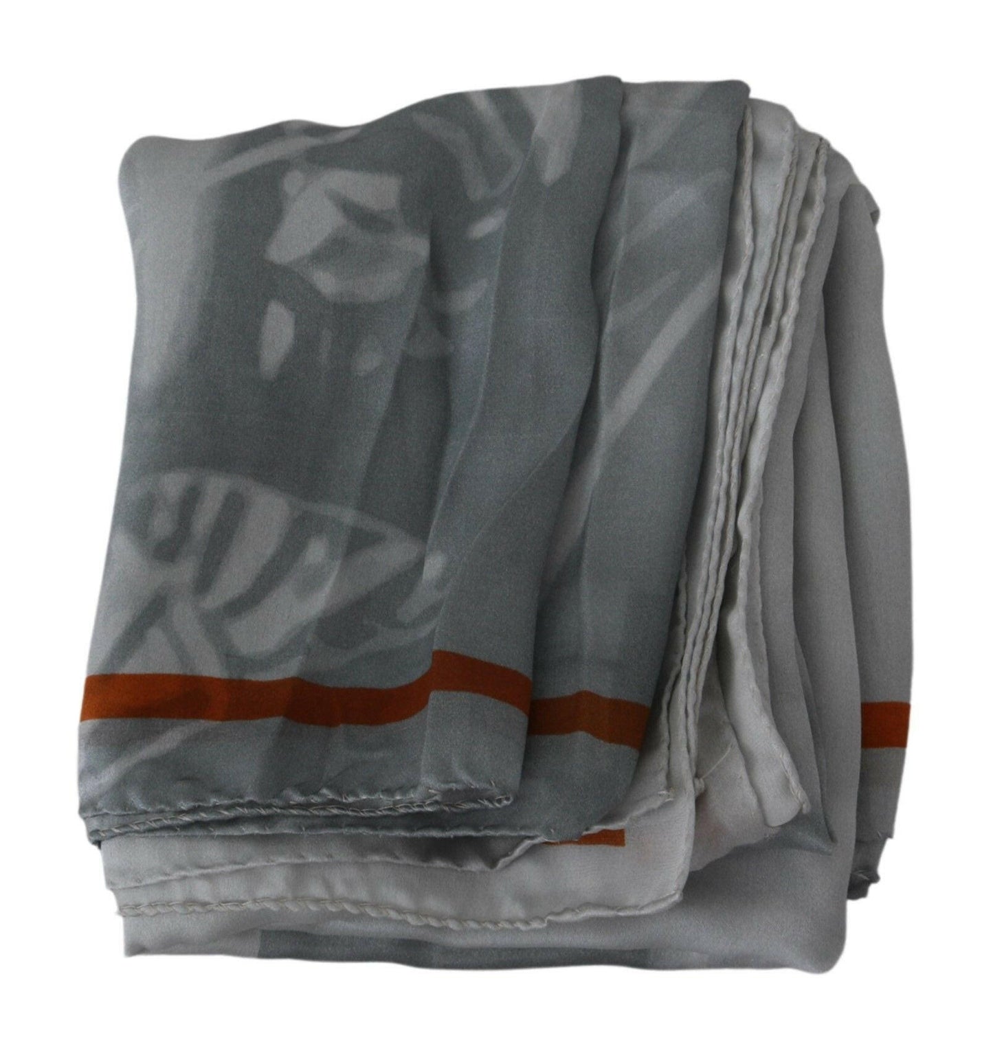Costume National Gray Red Silk Shawl Foulard Wrap Scarf