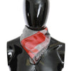 Costume National Red 100% Silk Branded Gray Scarf