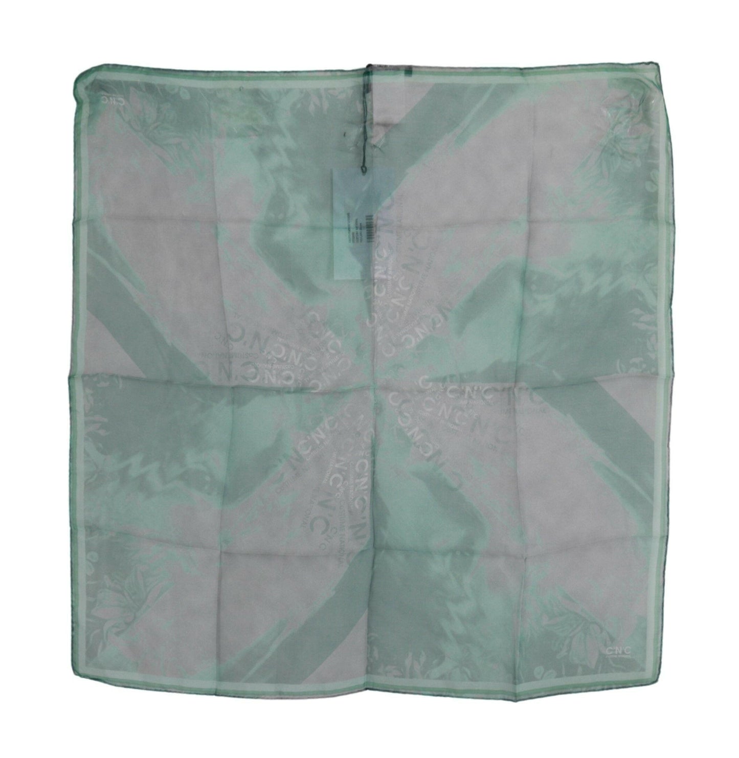 Costume National Green Silk Shawl Foulard Wrap Scarf