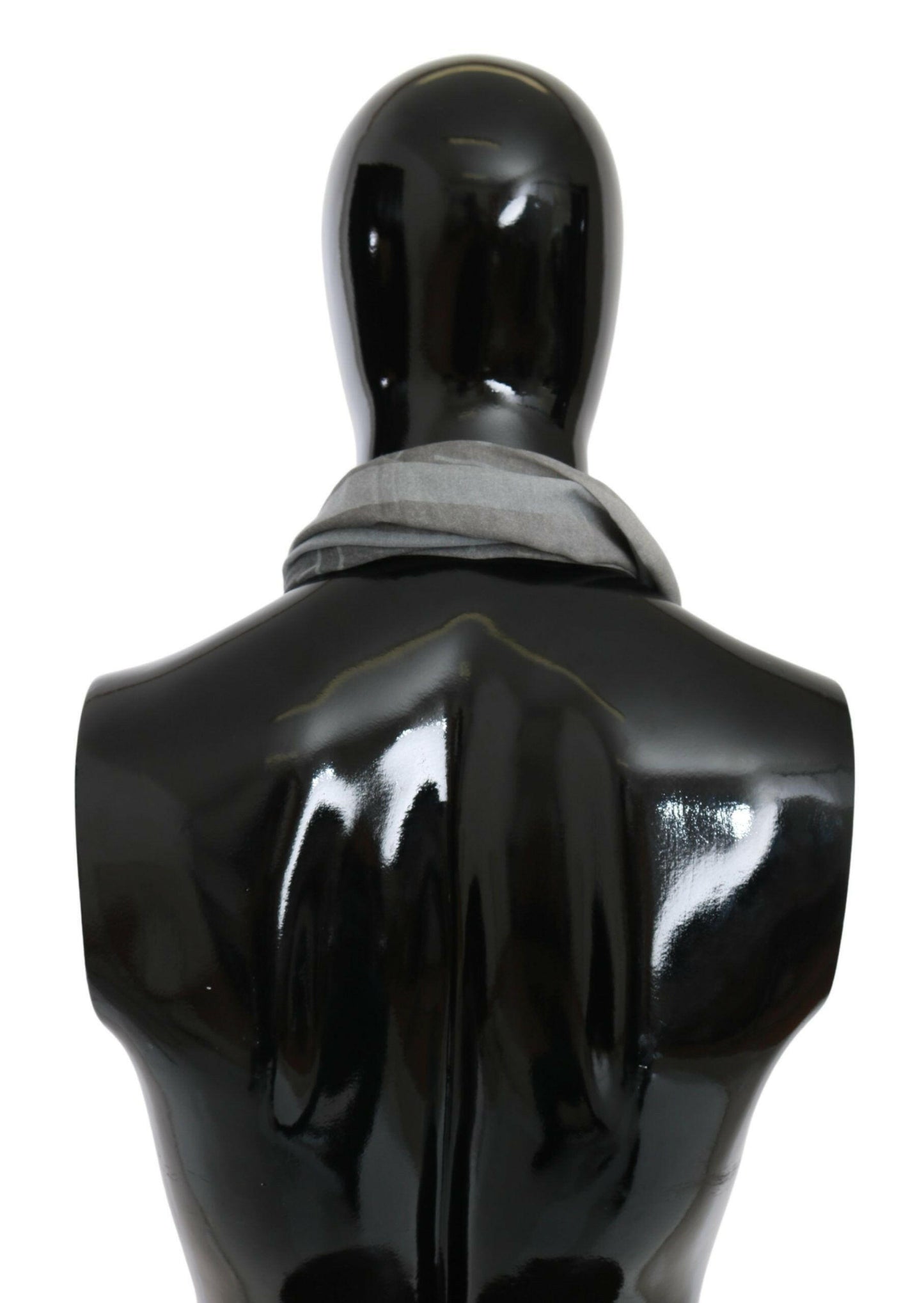 GF Ferre Gray Wool Viscose Foulard Patterned Branded Scarf