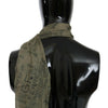 GF Ferre Green Wool Viscose Foulard Patterned Branded Scarf