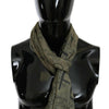 GF Ferre Green Wool Viscose Foulard Patterned Branded Scarf