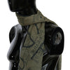 GF Ferre Green Wool Viscose Foulard Patterned Branded Scarf