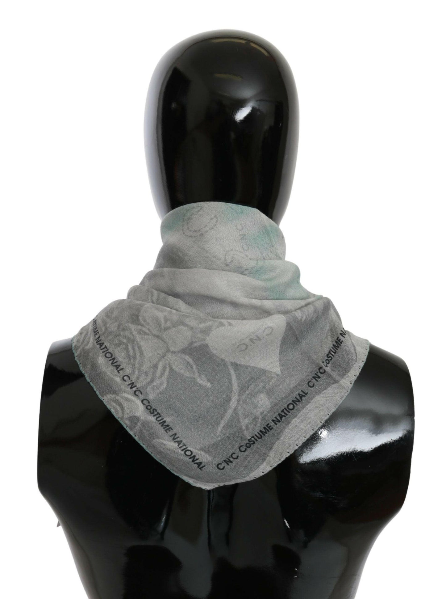 Costume National Gray Silk Shawl Foulard Wrap Scarf