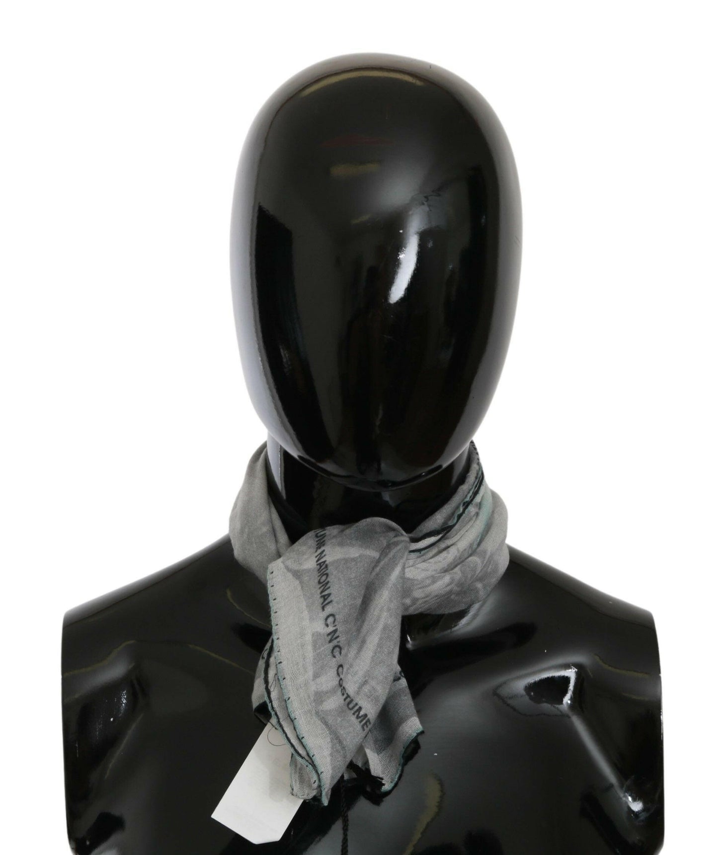 Costume National Gray Silk Shawl Foulard Wrap Scarf