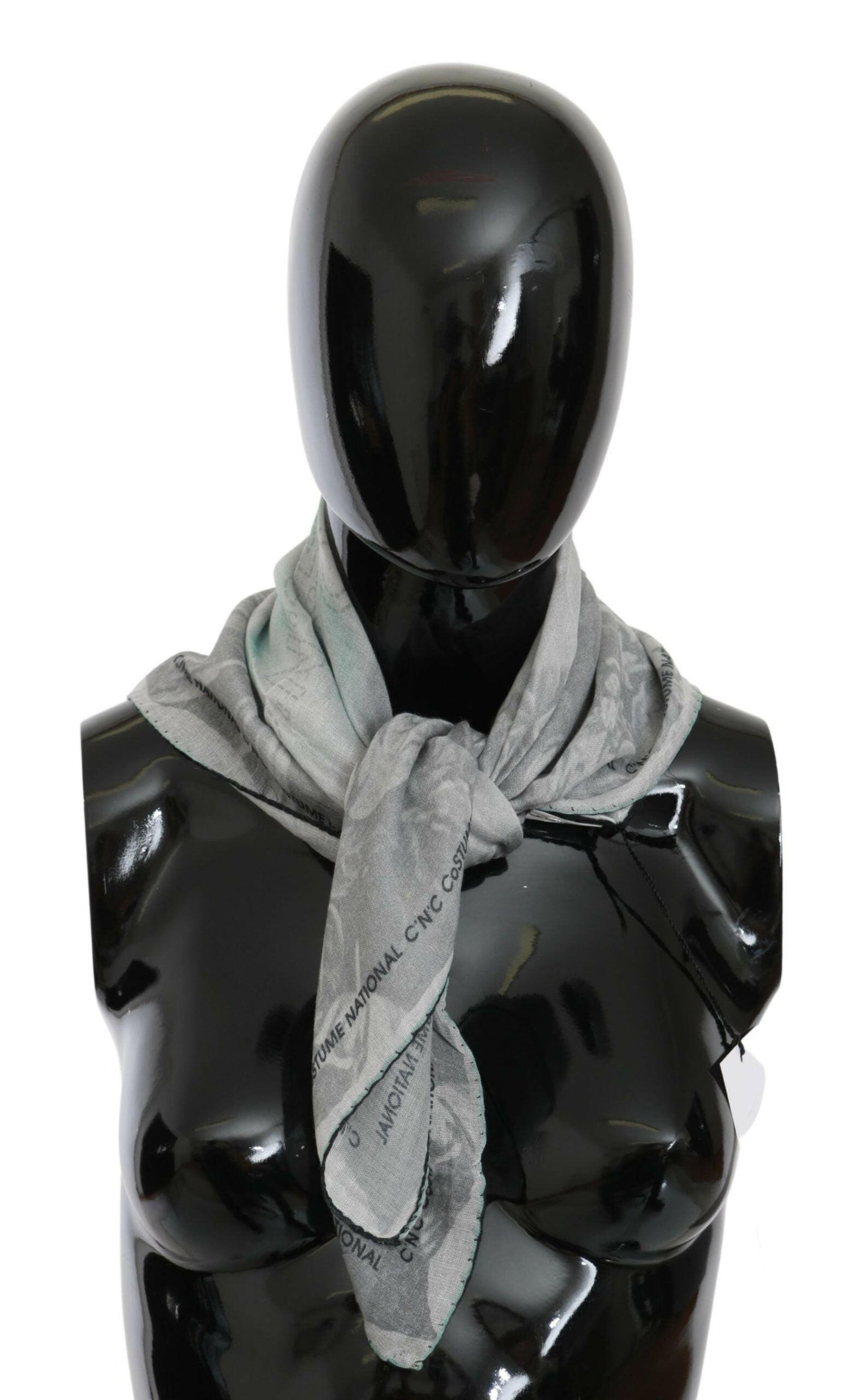 Costume National Gray Silk Shawl Foulard Wrap Scarf