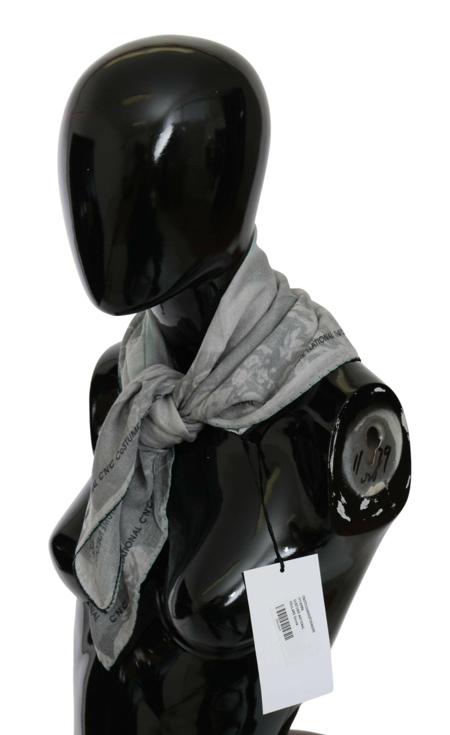 Costume National Gray Silk Shawl Foulard Wrap Scarf