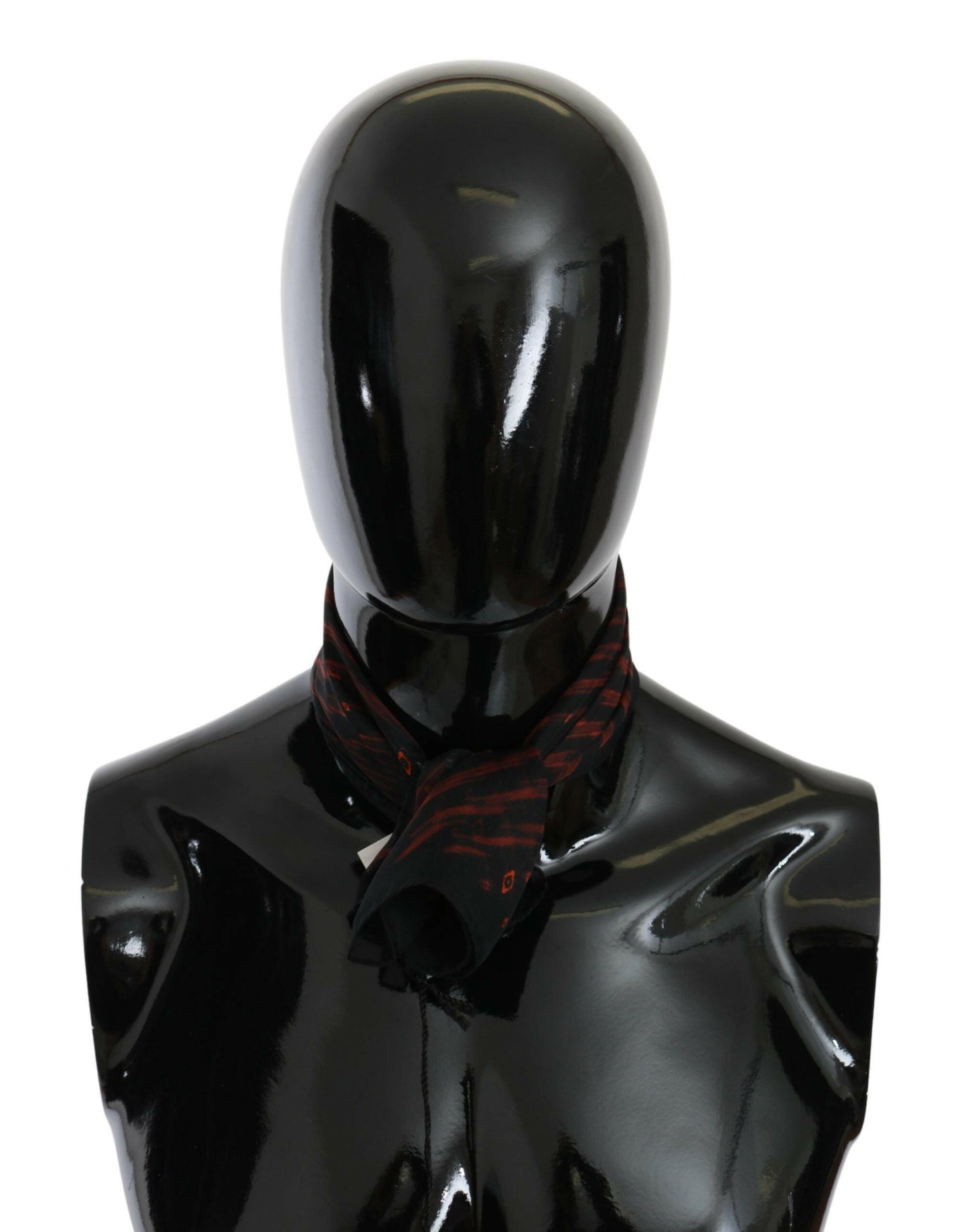 Costume National Black Orange 100% Silk Branded Scarf