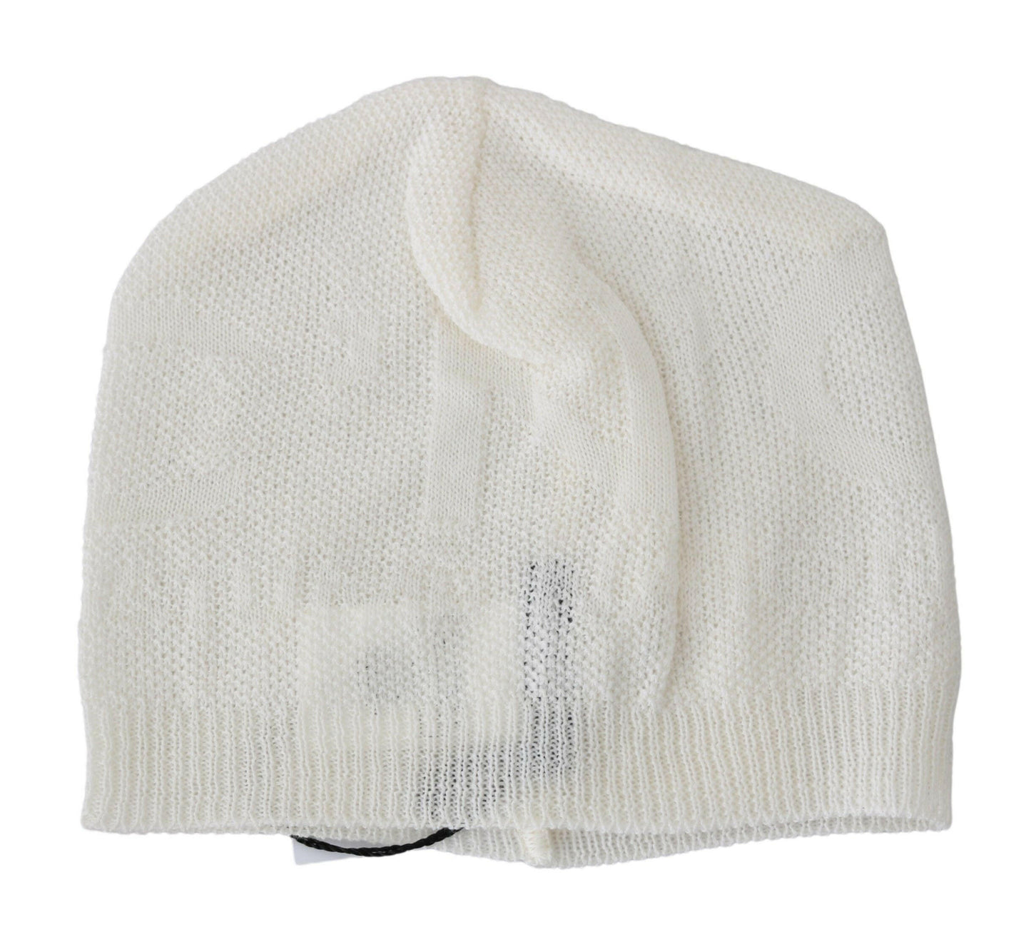 Costume National Beanie White Wool Blend Branded Hat