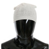 Costume National Beanie White Wool Blend Branded Hat