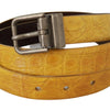 Dolce & Gabbana Yellow Exotic Skin Leather Grey Buckle Belt