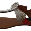 Dolce & Gabbana Leather Ayers Crystal Sandals Flip Flops Shoes