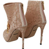 Dolce &amp; Gabbana Rosa Kristall Spitze Booties Stilettos Schuhe